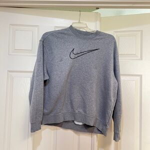 90s Nike Big Swoosh Sweatshirt Men's‎ Size Medium Gray Crew Neck Y2k Vintage
